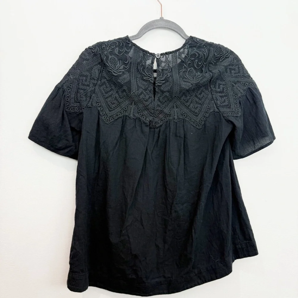 Sea XO Barneys New York Black Short Sleeve Blouse Size 6 - Picture 5 of 6